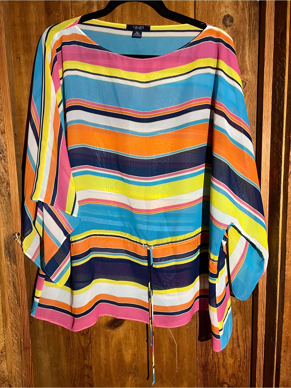 Chaps Women's Multicolor Striped Drawstring Top